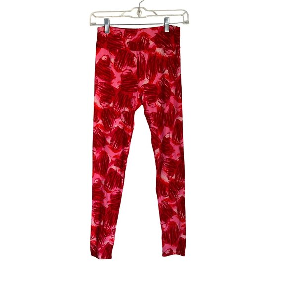 LuLaRoe Womens Red & Pink Abstract Pattern Leggings - Picture 1 of 9